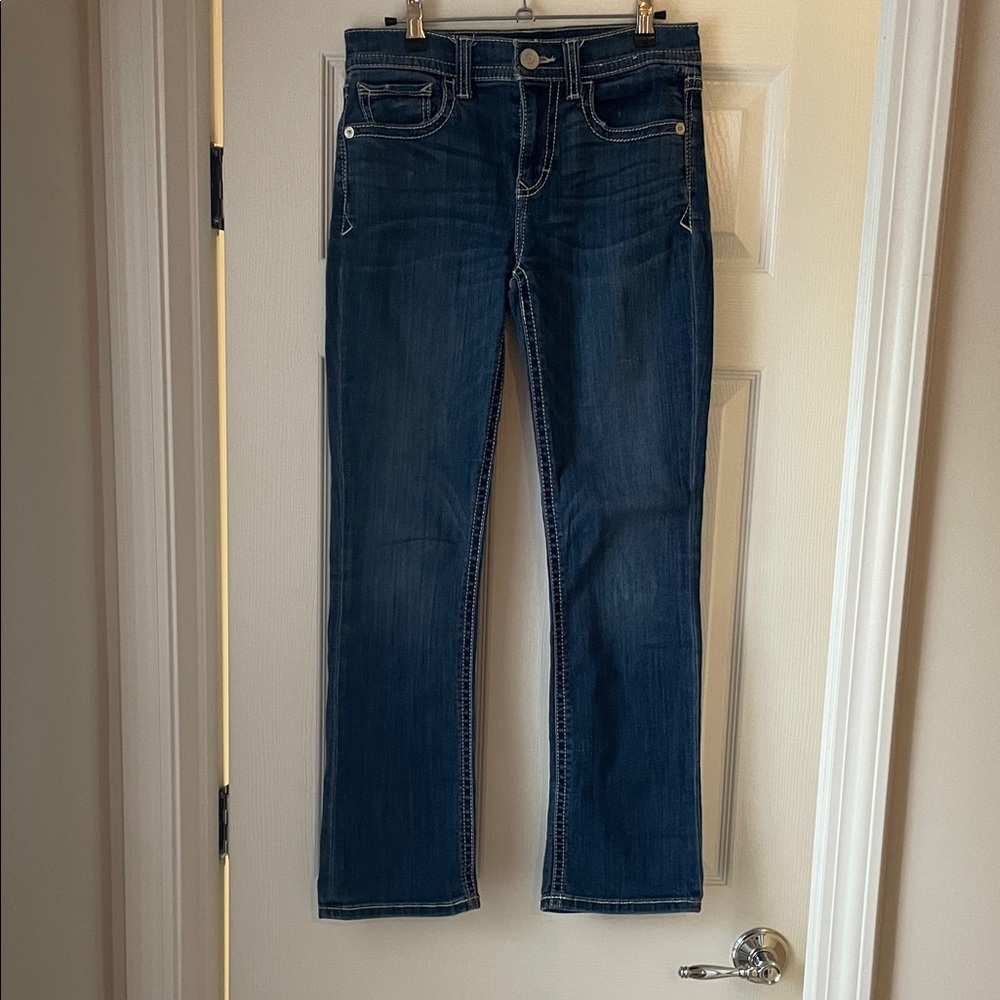 Express Women’s Mid Rise Barely Boot Stretch Jeans